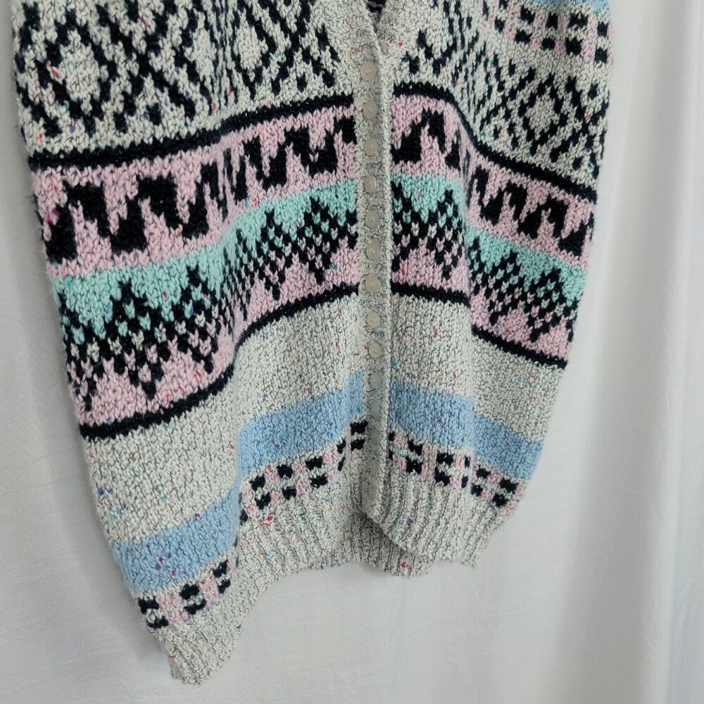 Vintage O'Rite Knit Sweater Vest Large Gray Geometric - Picture 3 of 8